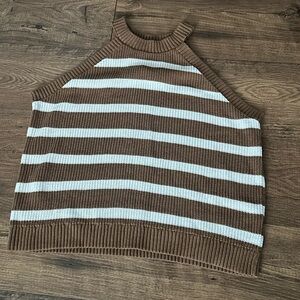 Old Navy Brown and White Striped Women's Sweater